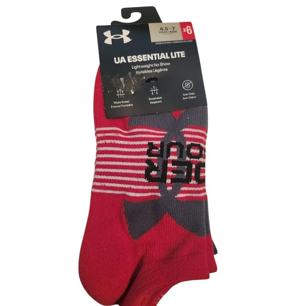 New 6 Pairs Under Armour Youth Large Socks